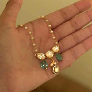 Silver Kundan Pendant with Pearl Necklace | Gold-Plated Ethnic Jewelry | Pure Silver Desi Jewelry | Bridesmaid Jewelry for Indian Wedding