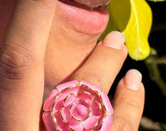 Blush Rose Blüte Ring | Ehering | Stapelbare Schmuck | Personalisierbar |Vergoldeter Statement Ring| Cocktailband | Vintage-Stil |
