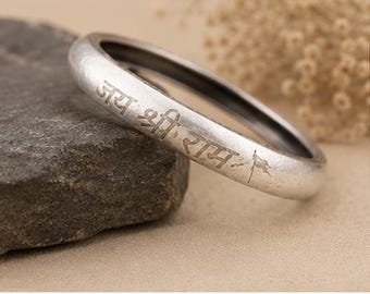 Sterling Silver Hanuman Chalisa Kada | Jai Shree Ram Engraved Bracelet