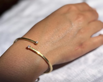 Gold Plated Bracelet | Diamond Whisper Cuff | Adjustable Bracelet | Stackable Jewelry | Customizable |Dainty Cuff Bangle