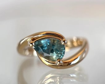 925 Silber Ring | Aqua Tautropfen Ring | Ehering | Stapelbare Schmuck | Personalisierbar | Verstellbarer Ring | Zierliche Schmuckstücke | Geschenk für sie