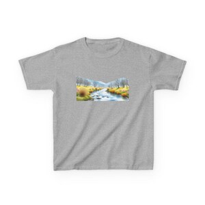 Camiseta infantil con escena natural, camiseta de algodón para niños, camiseta de aventura al aire libre, regalo para amantes de la naturaleza, camiseta gráfica juvenil