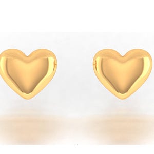 18k Gold Plated Heart Stud Earrings: Handmade Brass Jewelry