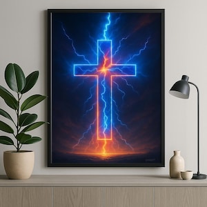 Digital Cross Art Print – Jesus Christ Wall Decor, Modern Cross Printable, Bible Verse Art, Christian Home Decor, Digital Download