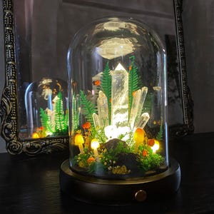 Crystal Cluster Lamp with Healing Energy & Volcanic Rock,Enchanted Forest Mushroom Lamp,Crystal Pillar Night Light,Nature-Inspired HomeDecor