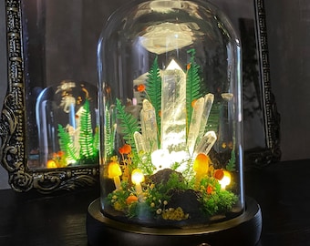 Crystal Cluster Lamp with Healing Energy & Volcanic Rock,Enchanted Forest Mushroom Lamp,Crystal Pillar Night Light,Nature-Inspired HomeDecor