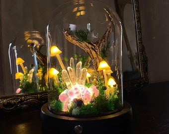 Mystical Forest Night Light, Glowing Crystal Cluster & Mushroom Lamp, Ambient Light, Perfect for Bedroom, Living Room, Kid Room, Unique Gift