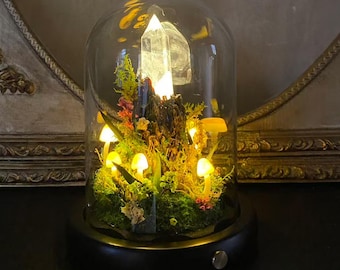 Handmade Crystal Mushroom Night Light, Enchanted Forest Decor