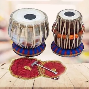 Concert-Grade Chrome Brass Bayan Tabla Drum Set – 3 Kg | Authentic Handcrafted Indian Musical Instrument
