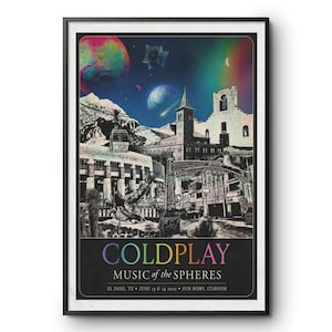 Póster de la gira de Coldplay en el estadio Sun Bowl, El Paso, Texas, del 13 al 14 de junio de 2025.