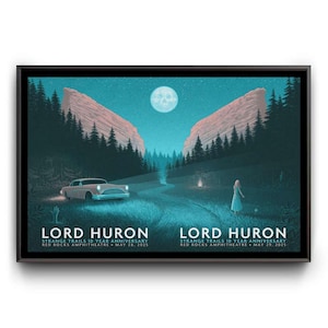 Póster de la gira de Lord Huron por Red Rocks 2025 (paisaje)