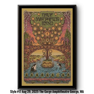 Dave Matthews Band All Gig Posters, Aug 29, 2025 The Gorge Amphitheatre George, WA Poster, Dave Matthews Band Summer Tour 2025 Poster