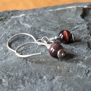 Tigers Eye and sterling silver dangle earrings