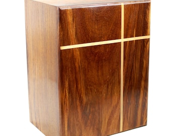 Handcrafted Large Wooden Cremation Urn for Human Ashes –Decorative Funeral Box (9.5&quot; x 7.5&quot; x 5.5&quot;) – Holds Up to 290lbs–Memorial Burial Urn