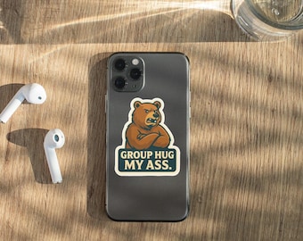 Pegatina de MTG "Oso Odio" - "Abrazo grupal a mi trasero" - Divertida calcomanía de vinilo de Commander para jugadores con ganas de jugar - Regalo nerd para fans de EDH