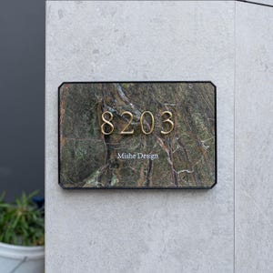 ART NOUVEAU  address plaque sign, House Tiles,custom size, door number, gift for your home ,hotel room sign,Surface-mounted brass numbers