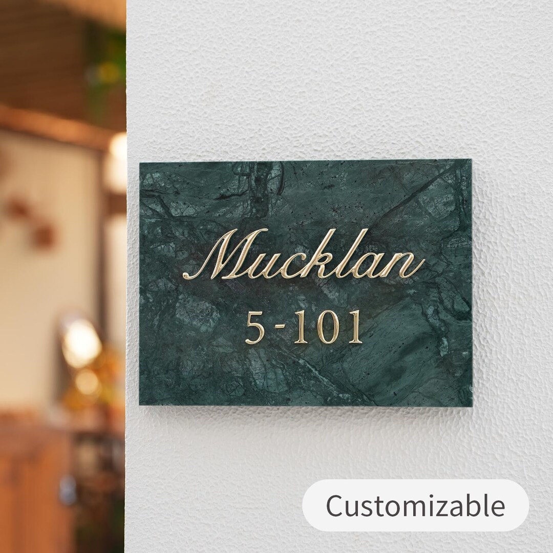 Fire Stone Address House Number Plate, Brass Suspended Three ...