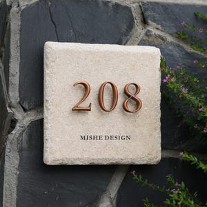 Luxury Custom natural stone doorplate Address Sign Number inlaid house number Stoneware House Tiles  Hand-Carved Stone Signs weatherproof