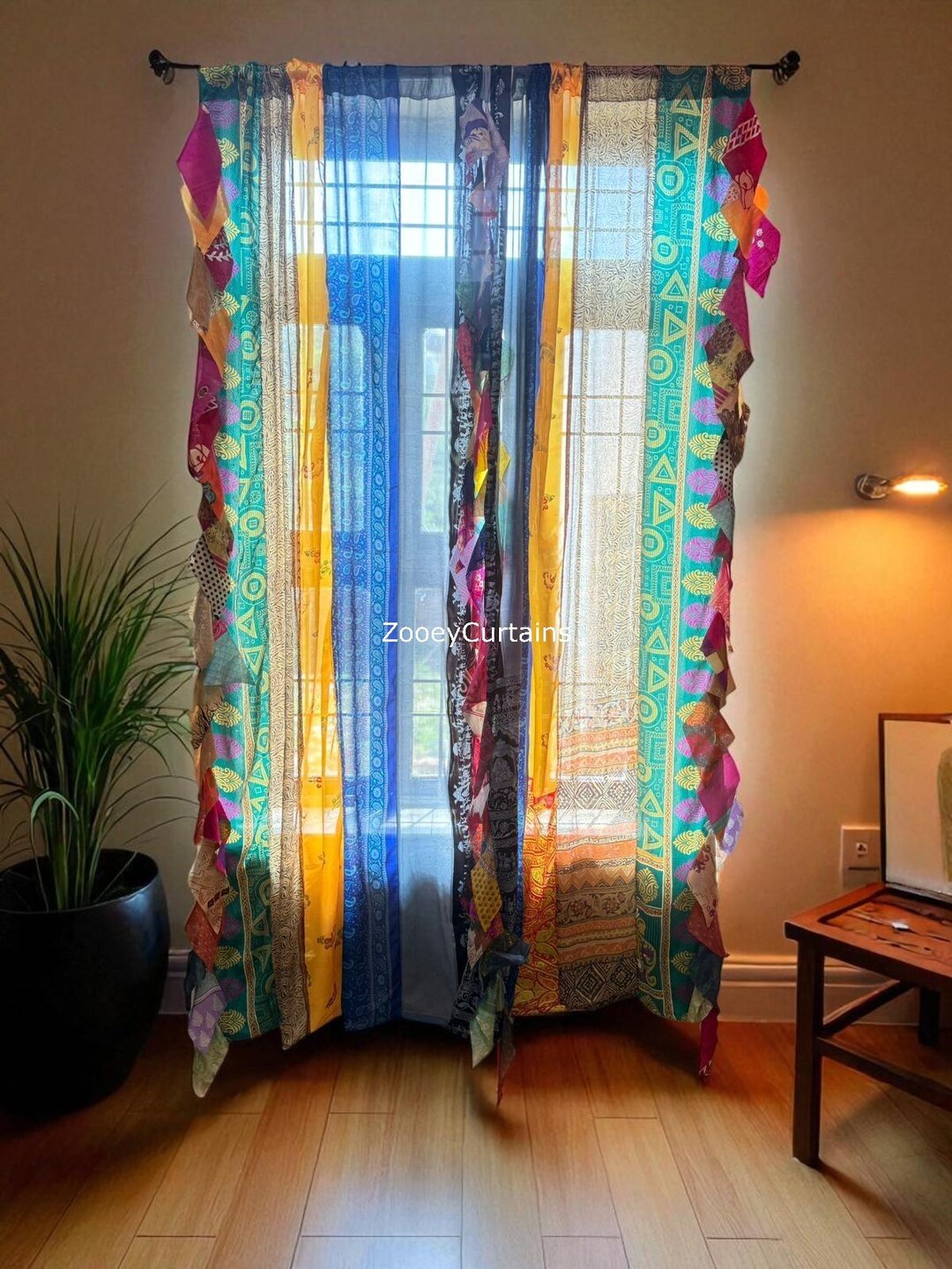 Indian Vintage Silk Sari Curtain: Upcycled Indian Window Decor - Etsy