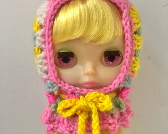 Cute Handmade Crochet Granny Square Helmut for Blythe.
