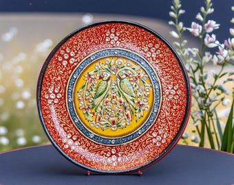 Hand-Painted Parrot Wall Plate – Traditional Indian Boho Decor
