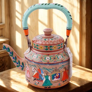 Handmålad tekanna | Rajasthani blommig folkdekor