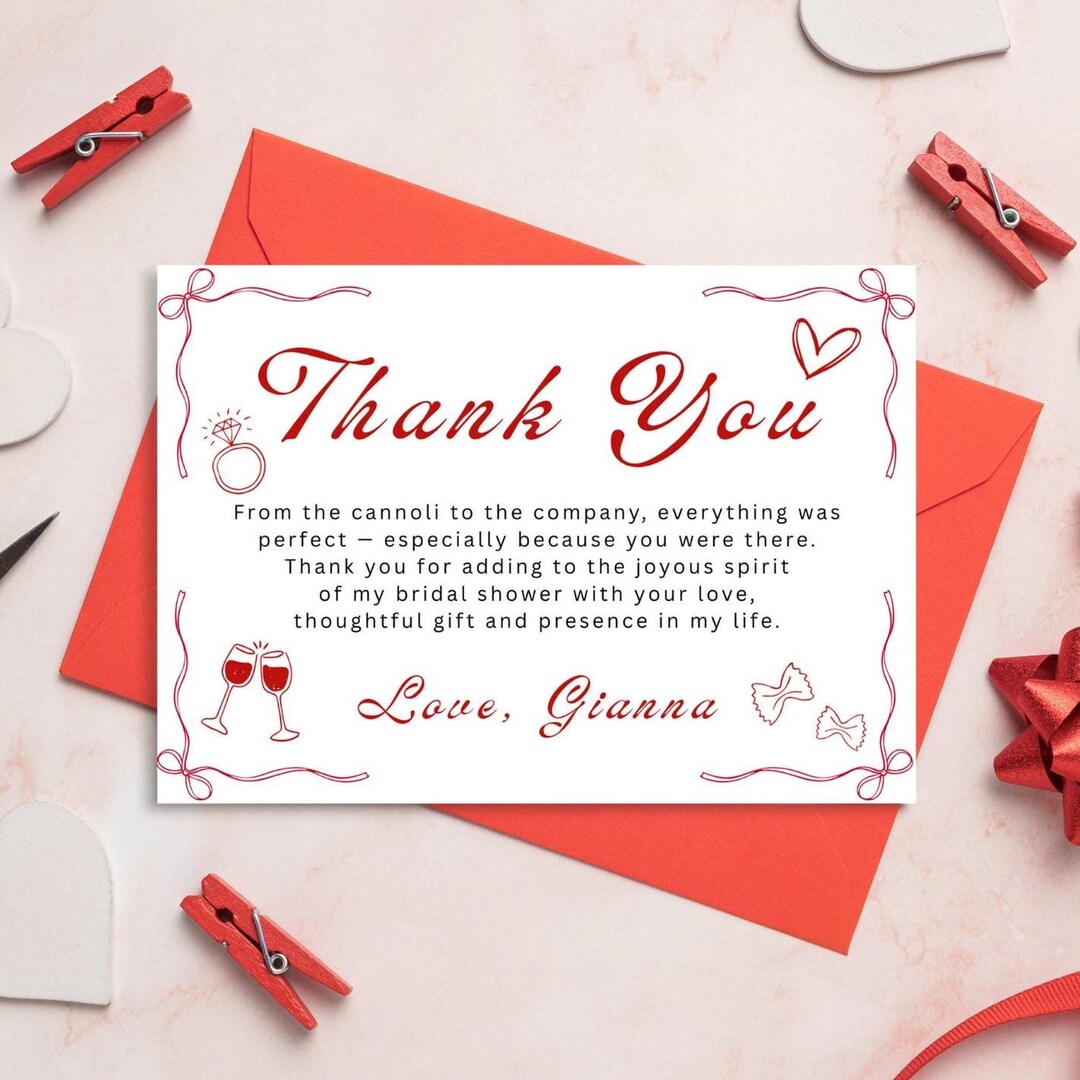 Editable Bridal Shower Thank You Card | Canva Template | Instant ...