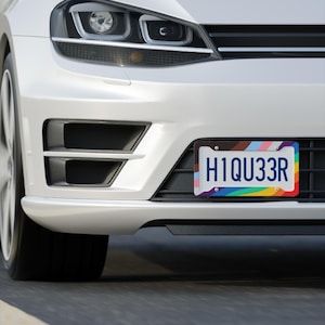 Rainbow License Plate Frame, LGBTQ Car Accessory, Queer Gift, Colorful Decor for Custom Plates, Pride Accessories, Progressive Pride Decor,