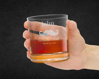 Groomsman, Best Man, Dad, Bro, Personalized Whiskey Glass 10.5oz Engraved