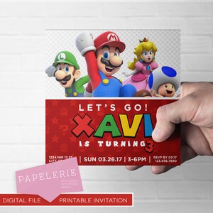 Super Mario Square benutzerdefinierte digitale Einladung, Mario Bros., Mario Borthers