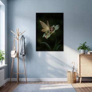 Sleeping Fairy Wall Art Print Framed Fantasy Flower Poster Whimsical Magical Decor Enchanted Nature Illustration For Fairycore Room