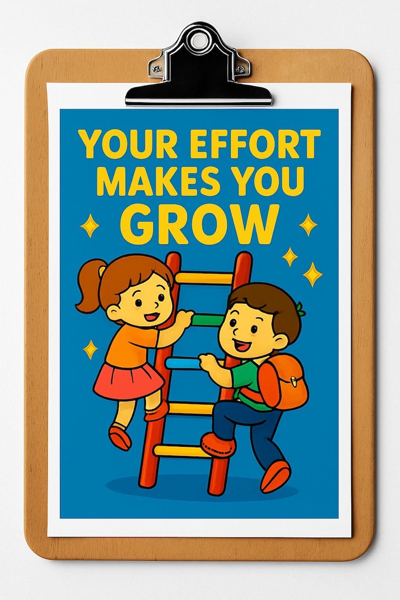 Growth Mindset Classroom Poster: Motivational Kids Wall Art (PNG) - Etsy