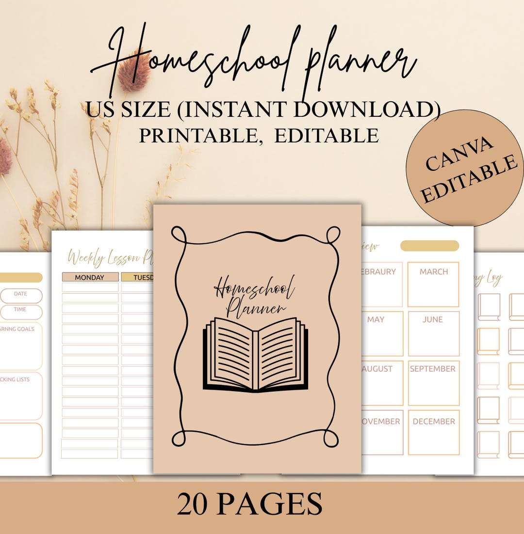 Homeschool Planner Printable: Weekly Lesson Plans, Attendance & Reading ...