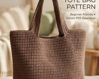 Patrón de bolso de ganchillo en PDF • Patrón fácil para principiantes • Bolso sencillo de algodón • Bolso de ganchillo sencillo sin costuras • Descarga instantánea