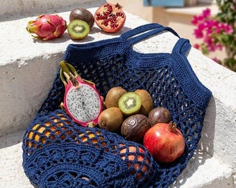 Patrón de bolsa de mercado a crochet en PDF / Patrón de bolsa de malla a crochet para principiantes / Descarga digital de bolsa de malla / Patrón de bolsa de compras reutilizable