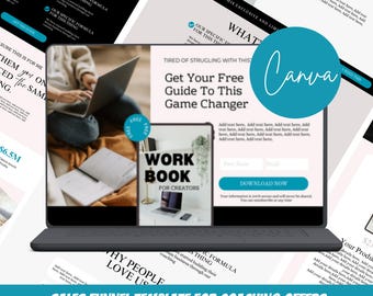 Mall för Canva-försäljningstratt | Leadmagnet, opt-in, försäljningssida (digital nedladdning)