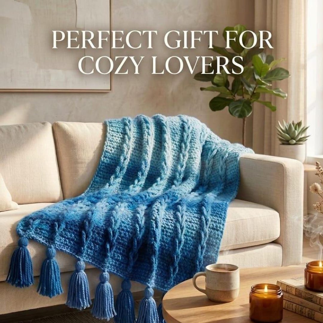 Crochet Blanket Pattern PDF | Mock Cable Throw Pattern | Easy Beginner ...