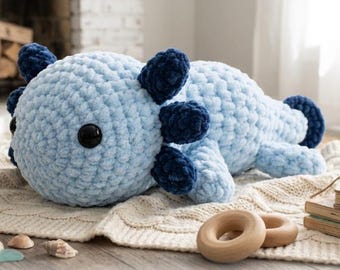 Axolotl Häkelanleitung, PDF, Amigurumi Axolotl Muster, Einfache Anfänger Häkelanleitung, Süßes Plüschtier zum Selbermachen Digitaler Download