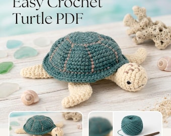 Patrón de tortuga marina a crochet en PDF / Patrón de amigurumi de animal marino / Patrón de crochet fácil para principiantes / Patrón de tortuga de peluche / Descarga instantánea