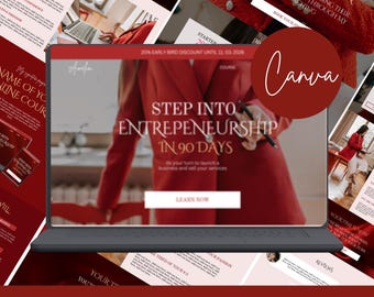 Vinröd försäljningssida Canva-mall: Lyxig feminin design