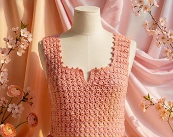 Patrón de top corto de crochet en PDF. Camiseta sin mangas de verano con encaje. Fácil para principiantes. Top halter de algodón con tirantes ajustables. Estilo boho festival Y2K. Descarga digital.
