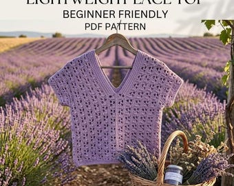 Patrón de top de crochet en PDF / Top de verano de encaje con paneles verticales, ideal para principiantes / Tallas XS–5X / Descarga instantánea / Top de playa con cordón ajustable y punto de abanico
