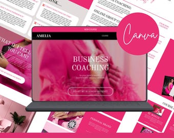 Canva-mall för coachingförsäljningssida | Rosa feminin design (digital nedladdning)
