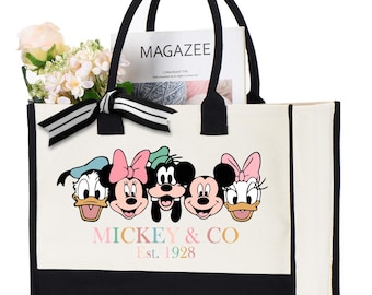 Mickey and Friends Tote Bag, Disney Family Vacation Travel Bag