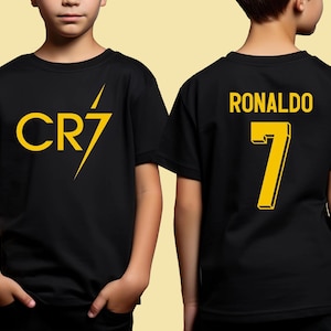 CR7 Ronaldo Kids T-Shirt – Youth Soccer Shirt | Cristiano Ronaldo Fan Gift | Number 7 Jersey Style Tee | Boys Football Shirt
