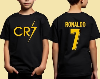 CR7 Ronaldo Kids T-Shirt, Soccer Jersey Style, Boys Football Fan Apparel
