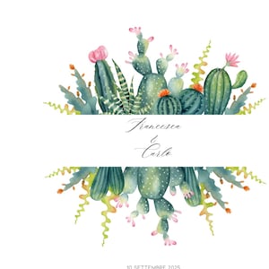 Libretto Messa Matrimonio Boho – Tema Cactus Acquerello Personalizzabile