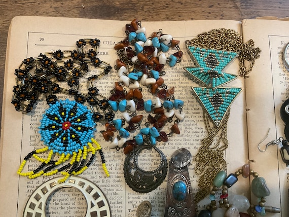 Mixed Indie Boho Western Tribal Craft Jewelry Fin… - image 2