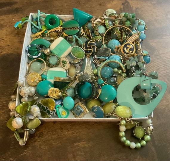 Aqua Green Gold Vintage Modern 1 plus Pound Lot Br