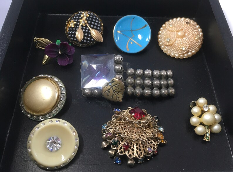 Older Vintage Earring Clip Earring Lot Rhinestone Pearl Etsy